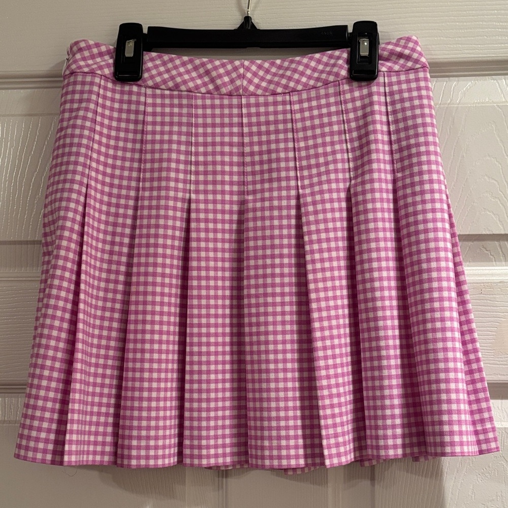 Sunday Best Pink Checkered Mini Skirt